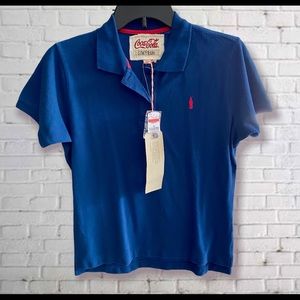 Coca-Cola Vintage Polo Shirt Blue Size Juniors L - NEW